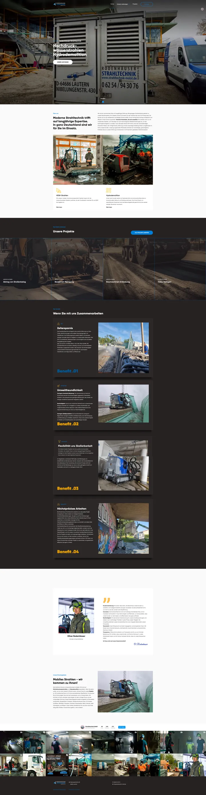 Website von Rodenhäuser Strahltechnik